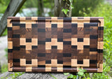 Foxcreek Baskets Cutting Board- Dark Exotic Woods End Grain with Walnut, Zebra, Wenge, and Maple Woods with Blood Trail, view 3