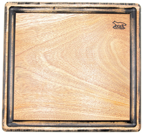 Foxcreek Baskets Cutting Board-- Farmhouse Mahogany Board with drip trail and Bow Knife