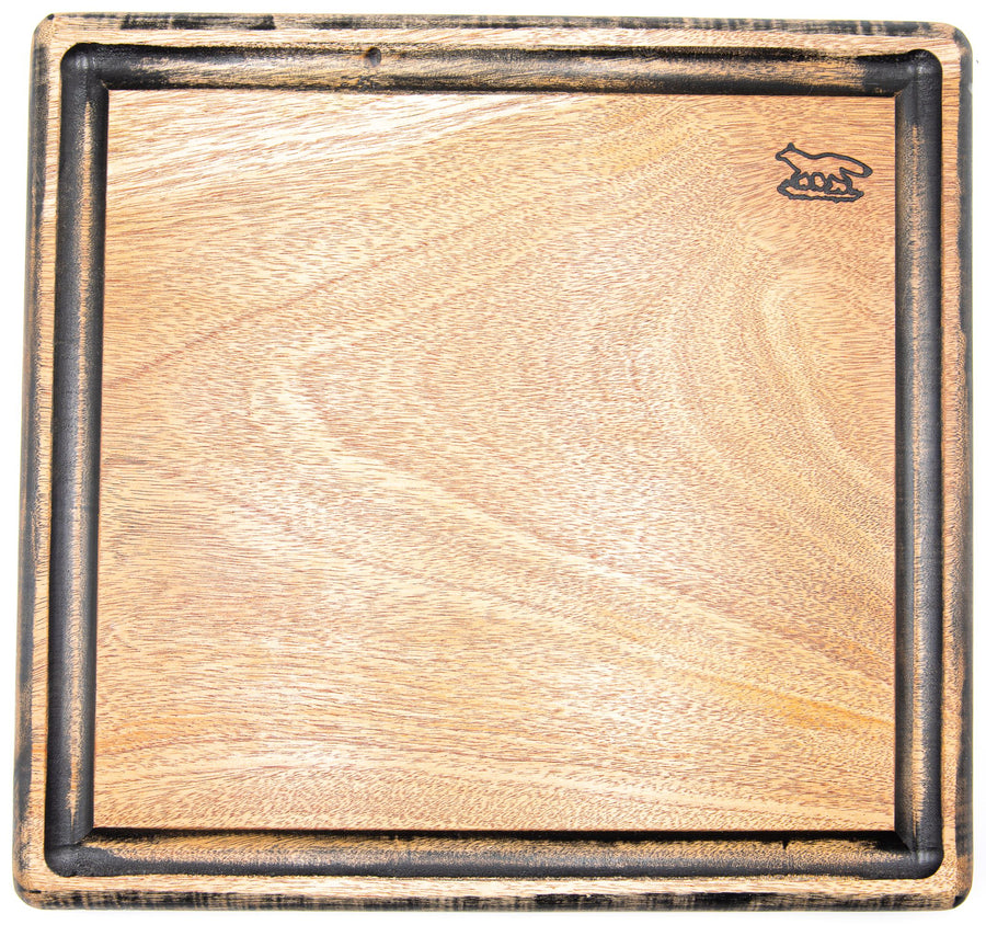 Foxcreek Baskets Cutting Board-- Farmhouse Mahogany Board with drip trail and Bow Knife