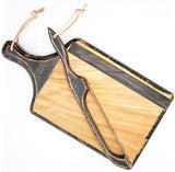 Foxcreek Baskets Cutting Board-Farmhouse Mahogany Board w/handle and Bow Knife, view 5