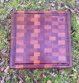 Foxcreek Baskets Cutting Board- Mahogany End Grain 2 inches thick with Blood Route, view 3