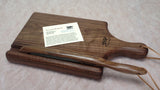 Foxcreek Baskets Cutting board- Solid Black Walnut board and bow knife, view 2
