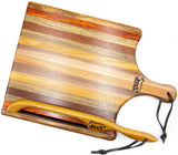 Foxcreek Baskets Cutting board--Exotic Wood Stripes Board and Bow Knife, view 3