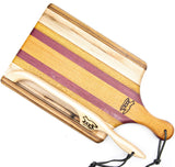 Foxcreek Baskets Cutting board--Exotic Wood Stripes Board and Bow Knife, view 4
