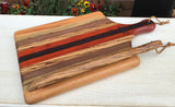 Foxcreek Baskets Cutting board--Exotic Wood Stripes Board and Bow Knife, view 5