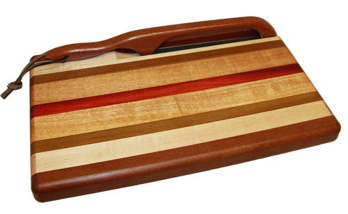 Foxcreek Baskets Cutting board--Stripes Board and Bow Knife w/drip trail