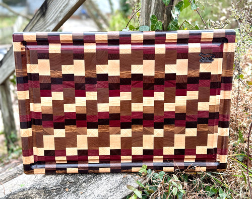 Foxcreek Baskets Cutting Boards-Purple Passion End Grain Cutting Board with blood route