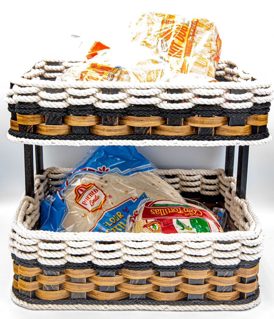 Foxcreek Baskets Double Bread Basket-Cottage Black