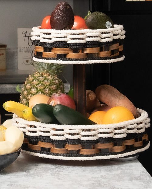 Foxcreek Baskets Double Lazy Susan-Cottage Black