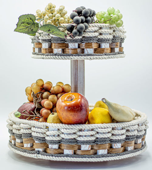 Foxcreek Baskets Double Lazy Susan--Cottage Grey