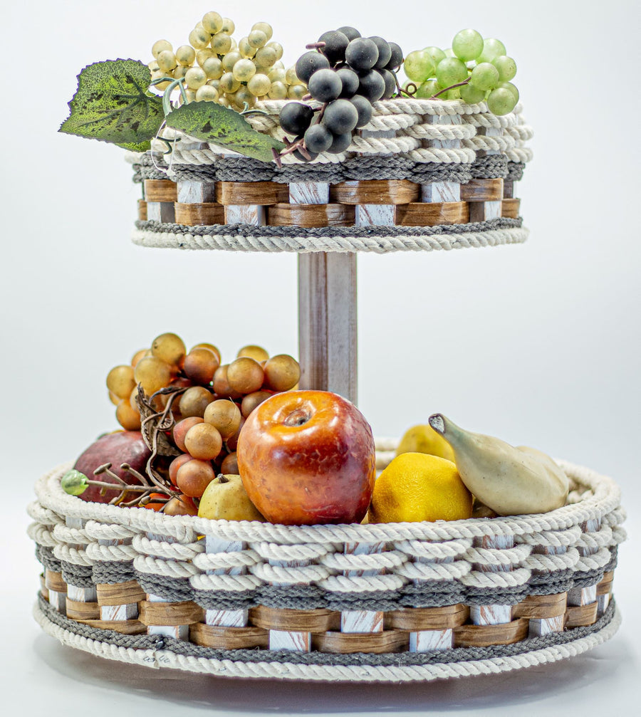 Foxcreek Baskets Double Lazy Susan--Cottage Grey