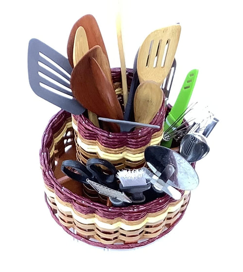 Foxcreek Baskets Double Utensil Lazy Susan