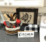 Foxcreek Baskets Double Utensil Lazy Susan-Cottage Black, view 2