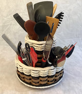 Foxcreek Baskets Double Utensil Lazy Susan-Cottage Black, view 5