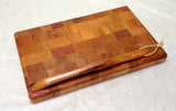 Foxcreek Baskets Cutting board--end grain mahogany cutting board and bow knife set, view 2