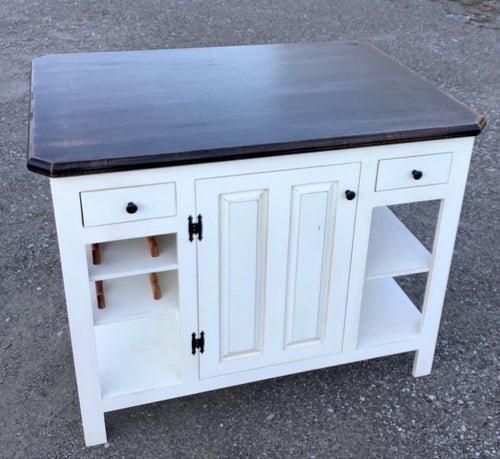 Foxcreek Baskets Farmhouse-Mama’s Farmhouse Wine & Storage Island with Benches