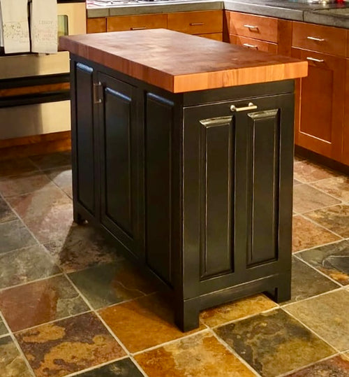Foxcreek Baskets Farmhouse Island- 22x44 Enclosed w/ tilt out trash can