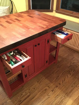 Foxcreek Baskets Farmhouse island- Mama’s Dream Island w/ Mahogany End Grain Butcher Block with bar seating, view 2