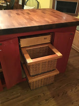 Foxcreek Baskets Farmhouse island- Mama’s Dream Island w/ Mahogany End Grain Butcher Block with bar seating, view 5
