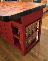 Foxcreek Baskets Farmhouse island- Mama’s Dream Island w/ Mahogany End Grain Butcher Block with bar seating, view 6