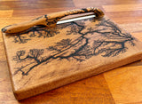 Foxcreek Baskets Fractal Burnt Mahogany Cutting Board w/ bow knife, view 3