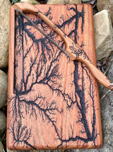 Foxcreek Baskets Fractal Burnt Mahogany Cutting Board w/ bow knife, view 4