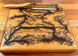 Foxcreek Baskets Fractal Burnt Mahogany Cutting Board w/ bow knife, view 5