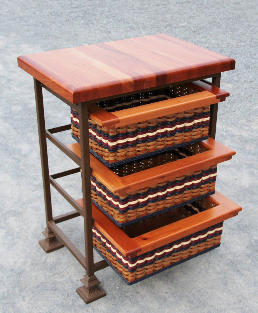 Foxcreek Baskets Island--Three Drawer 19x28 Square Steel Frame