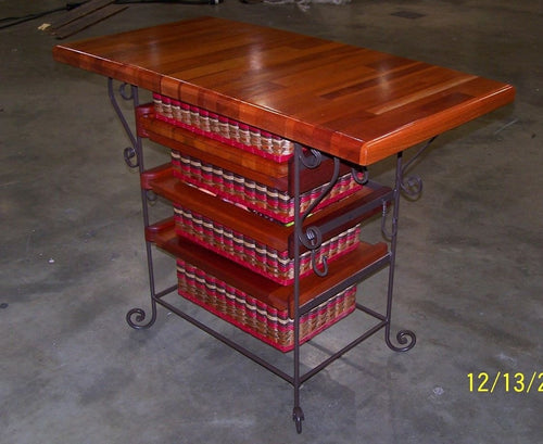 Foxcreek Baskets Island--19x36 Mahogany Island w/Silverware basket tray