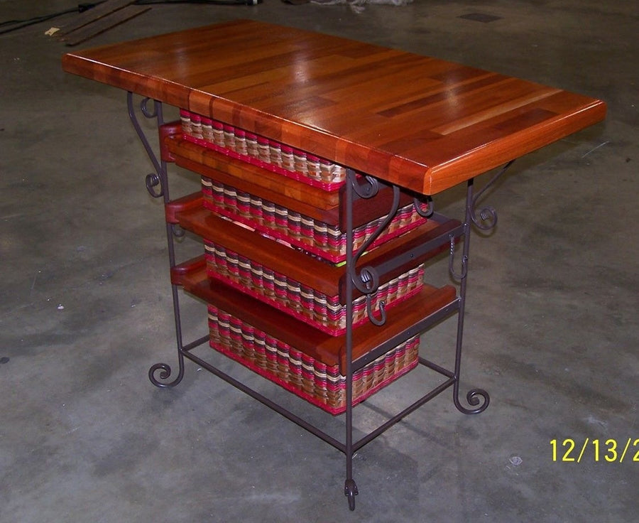 Foxcreek Baskets Island--19x36 Mahogany Island w/Silverware basket tray