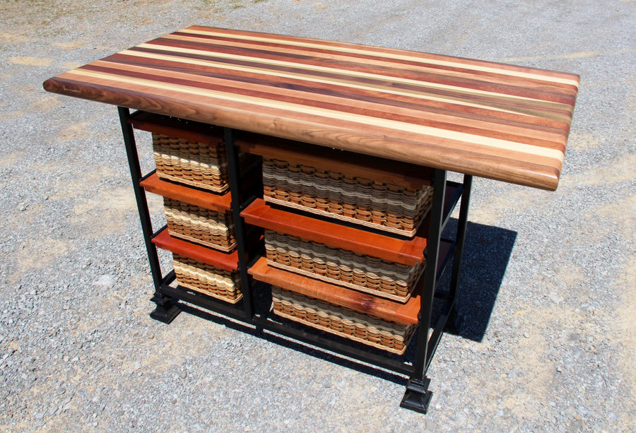Foxcreek Baskets Island-32x60 small six drawer with striped top