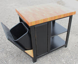 Foxcreek Baskets Farmhouse Island--36 inch Long Black Distressed Mahogany Butcher Block w/tilt out trash, view 2