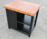 Foxcreek Baskets Farmhouse Island--36 inch Long Black Distressed Mahogany Butcher Block w/tilt out trash, view 3