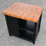 Foxcreek Baskets Farmhouse Island--36 inch Long Black Distressed Mahogany Butcher Block w/tilt out trash, view 4
