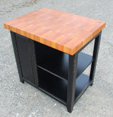 Foxcreek Baskets Farmhouse Island--36 inch Long Black Distressed Mahogany Butcher Block w/tilt out trash, view 5