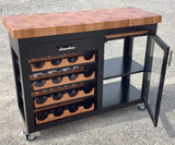 Foxcreek Baskets Island- Mobile Buffet Bar w/ Mahogany End Grain Butcher Block, view 2