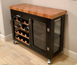 Foxcreek Baskets Island- Mobile Buffet Bar w/ Mahogany End Grain Butcher Block, view 4