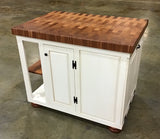 Foxcreek Baskets Farmhouse Island--Distressed Farmhouse Wood Island w/trash and recycle bin, view 4