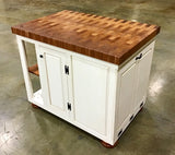 Foxcreek Baskets Farmhouse Island--Distressed Farmhouse Wood Island w/trash and recycle bin, view 5