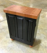 Foxcreek Baskets Farmhouse island-Farmhouse Mini butcher block island w/bun feet and tilt out trash can, view 3