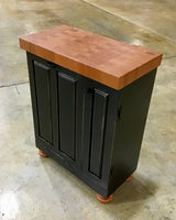 Foxcreek Baskets Farmhouse island-Farmhouse Mini butcher block island w/bun feet and tilt out trash can, view 5