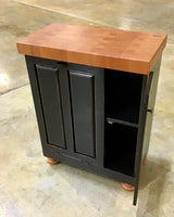 Foxcreek Baskets Farmhouse island-Farmhouse Mini butcher block island w/bun feet and tilt out trash can, view 6