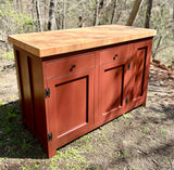 Foxcreek Baskets Island- Large Farmhouse Kitchen Island with Cherry End Grain Butcher Block Top, view 2