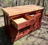 Foxcreek Baskets Island- Large Farmhouse Kitchen Island with Cherry End Grain Butcher Block Top, view 5