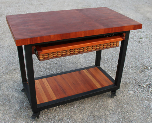 Foxcreek Baskets Island--Mobile Butcher Block Work Station