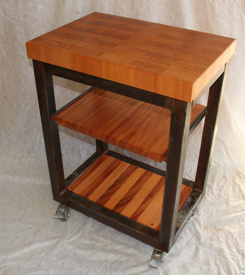 Foxcreek Baskets Island-- Old World Butcher Block w/casters