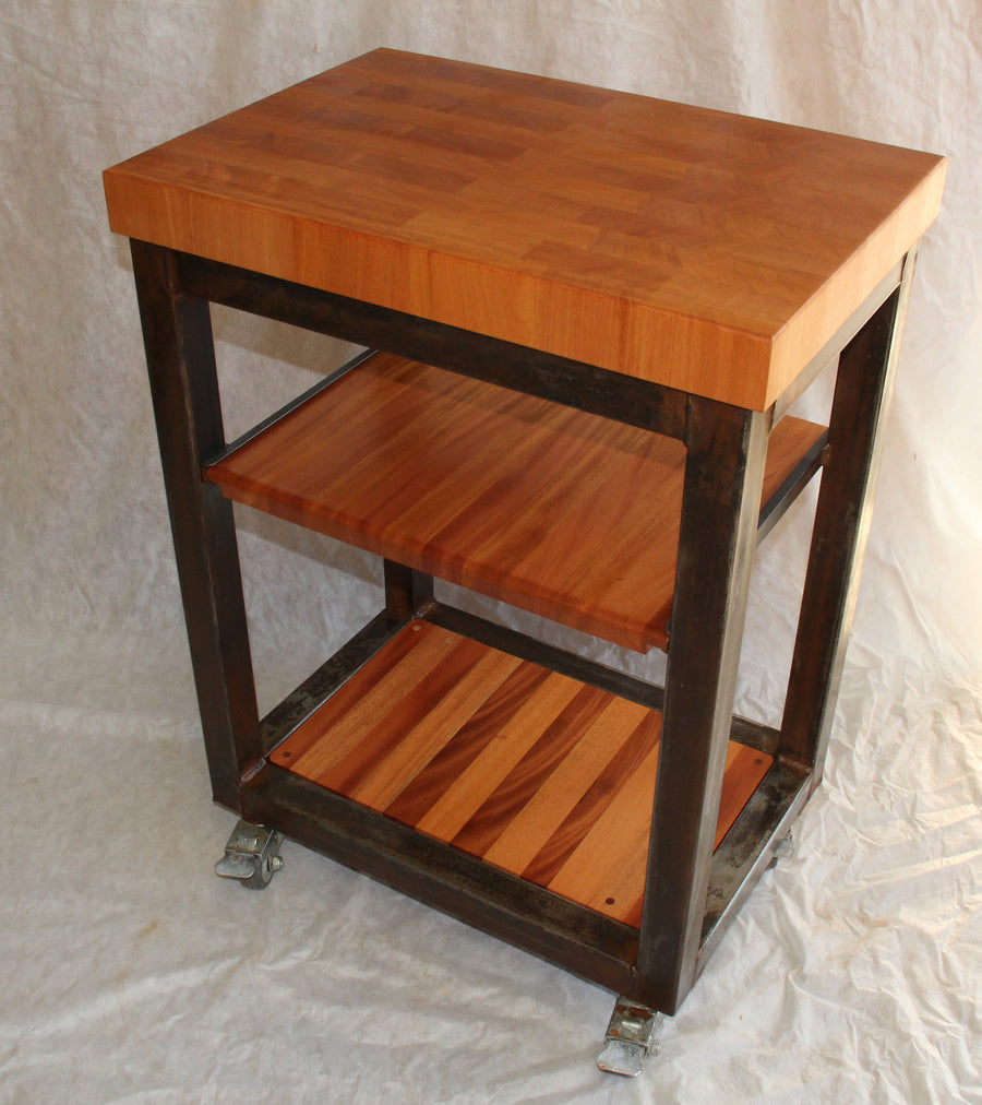 Foxcreek Baskets Island-- Old World Butcher Block w/casters