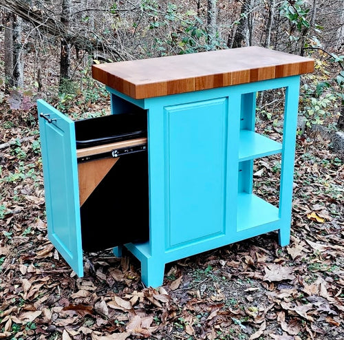 Foxcreek Baskets Island- Small and Narrow Farmhouse Kitchen Island