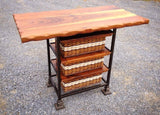 Foxcreek Baskets Island-Black Walnut 24x48 with metal square steel powder coated frame and Three Basket Drawers, view 2