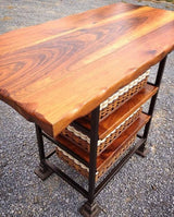 Foxcreek Baskets Island-Black Walnut 24x48 with metal square steel powder coated frame and Three Basket Drawers, view 3